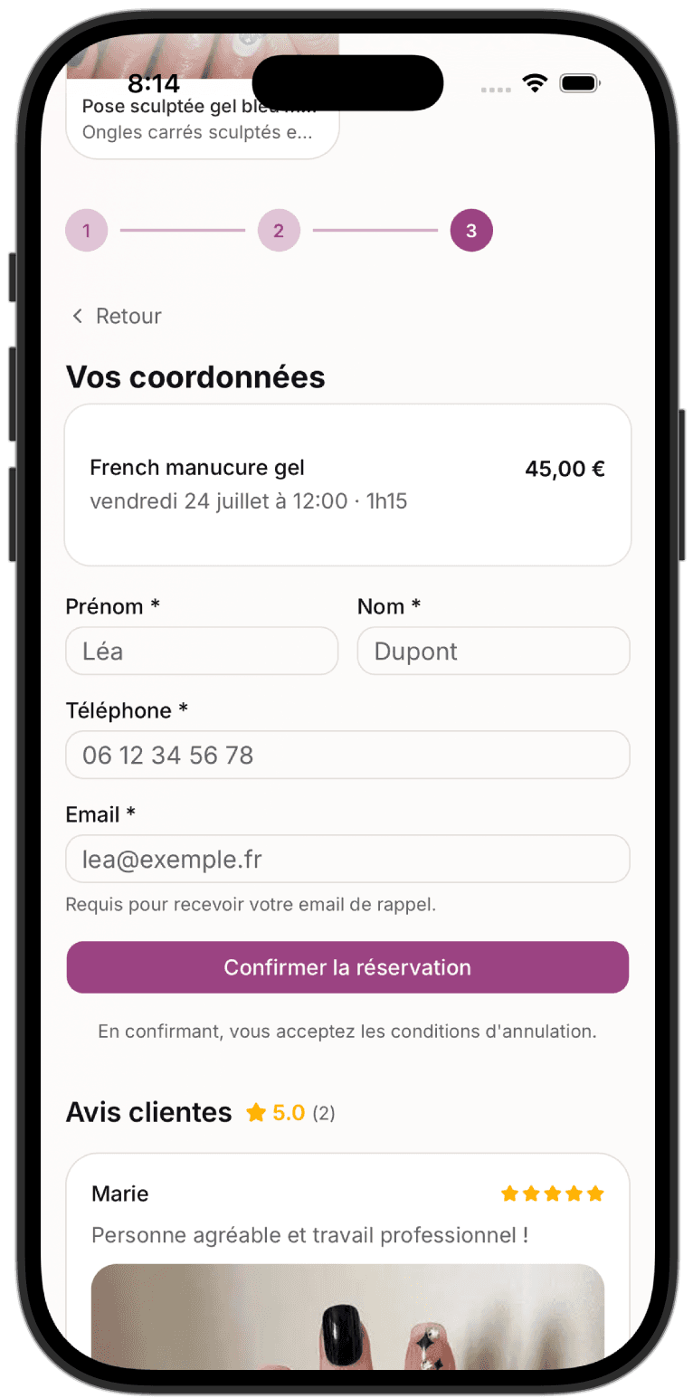 La réservation en 1 min